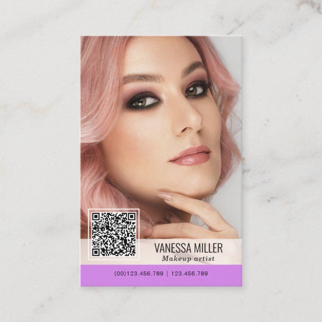 QR Code cartes de visite modernes pour maquilleur  (Devant)