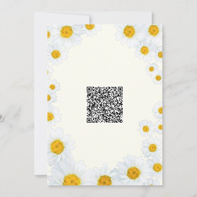 QR Code Daisy Flowers Baby shower Invitation (Dos)