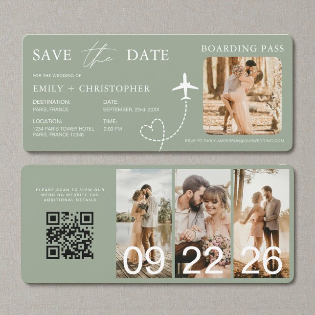 QR Code Destination Wedding Boarding Pass  (Créateur téléchargé)