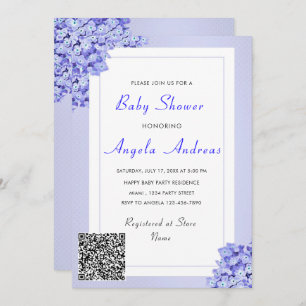 QR Code Fleurs violettes Baby Girl Douche Invitati