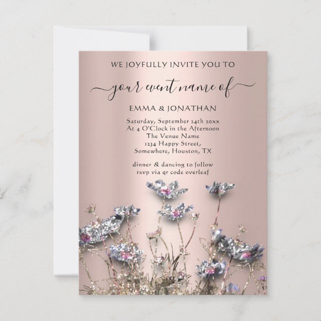 QR CODE Floral Meadow Fleur sauvage Rose de verdur (Devant)