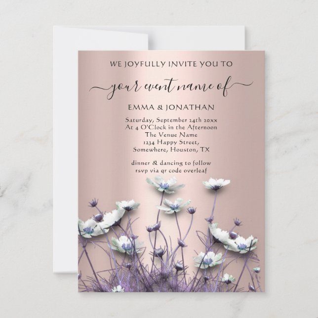 QR CODE Floral Meadow Fleur sauvage Rose violet (Devant)