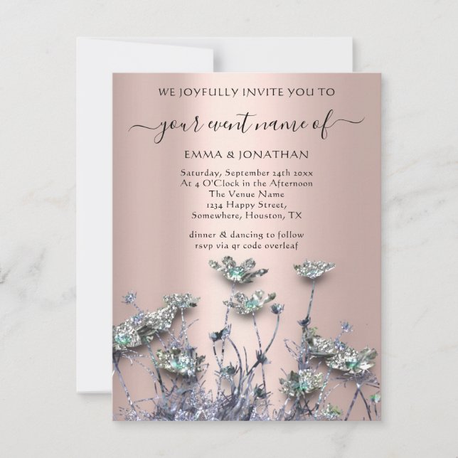 QR CODE Floral Meadow Fleur sauvage vert pourpre (Devant)