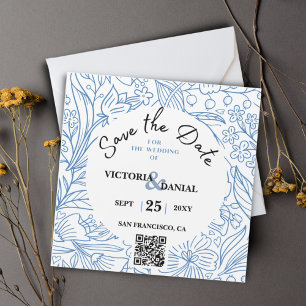 QR Code Floral moderne Enregistrer la date Mariage