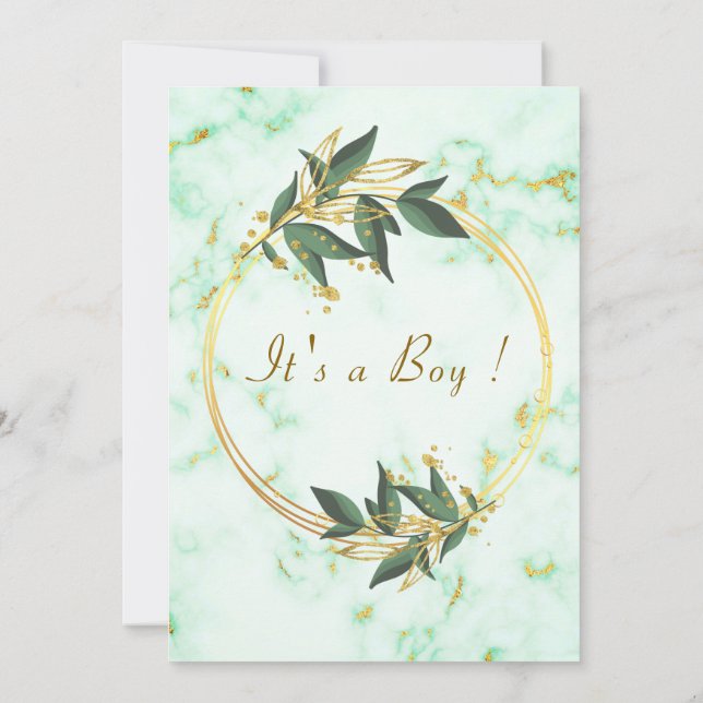 QR Code Gold Marble Baby Boy Shower Invitation (Dos)