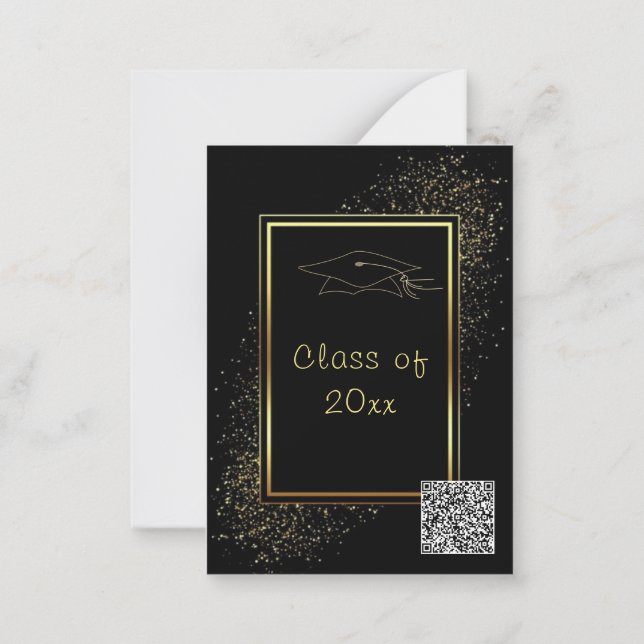 QR Code Graduation Invitation Black Gold Design (Dos)