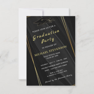 QR Code Info Gold Black Graduation Carte d'invitat