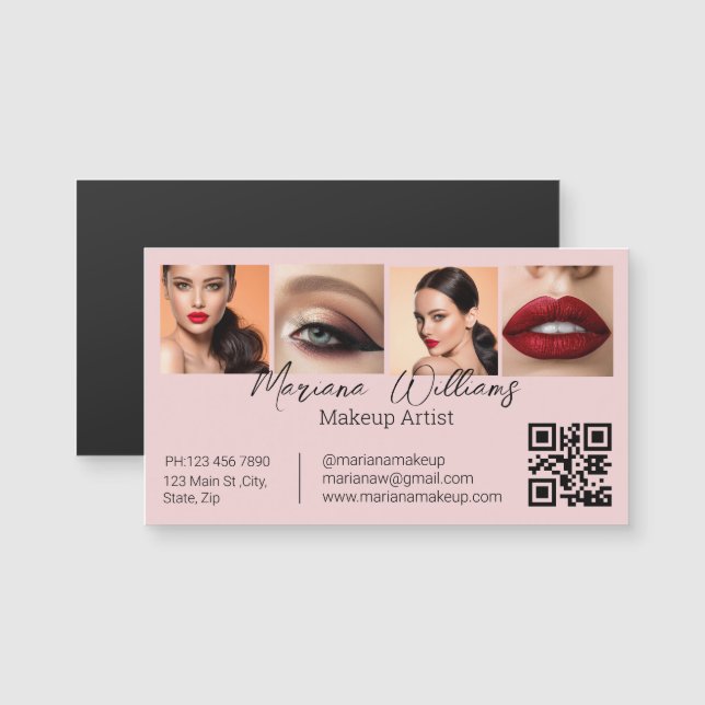 qr code maquillage artiste 4 photo pink business a (Devant / Derrière)