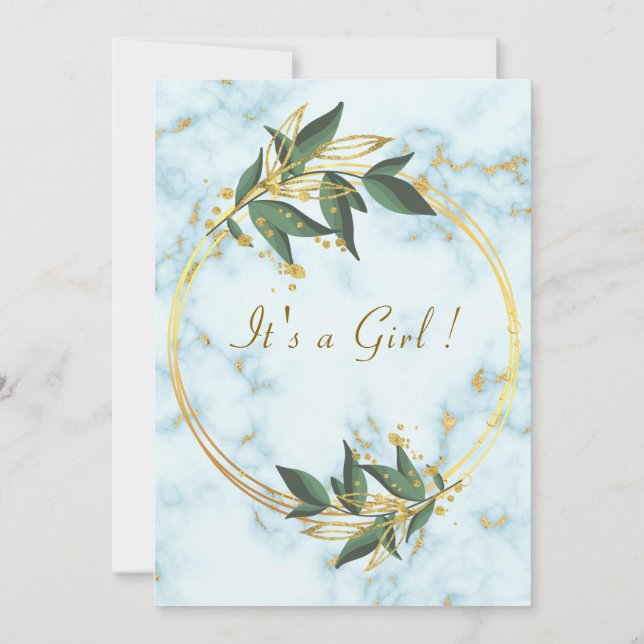 QR Code Marbre blanc bébé fille douche Invitation (Dos)