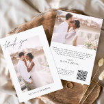 QR Code Mariage Merci photo minimaliste<br><div class="desc">Cartes de Merci mariage qui ont des photos et du texte sur l'avant et l'arrière. Les cartes de remerciement contiennent une typographie de script moderne,  lettrée à la main,  qui sont élégantes,  simples et modernes à utiliser après que vous minimaliste simple célébration de mariage.</div>