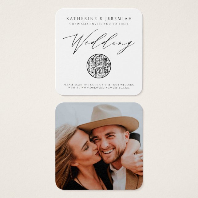 QR Code Moderne Élégant Mariage Invitation (Devant & derrière)