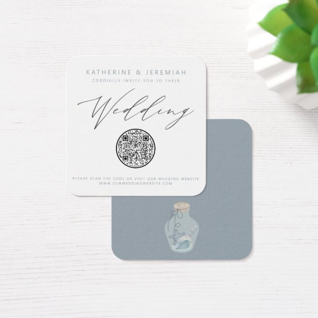 QR Code Nautical Beach Seashell Faire-part de mari (Bureau)