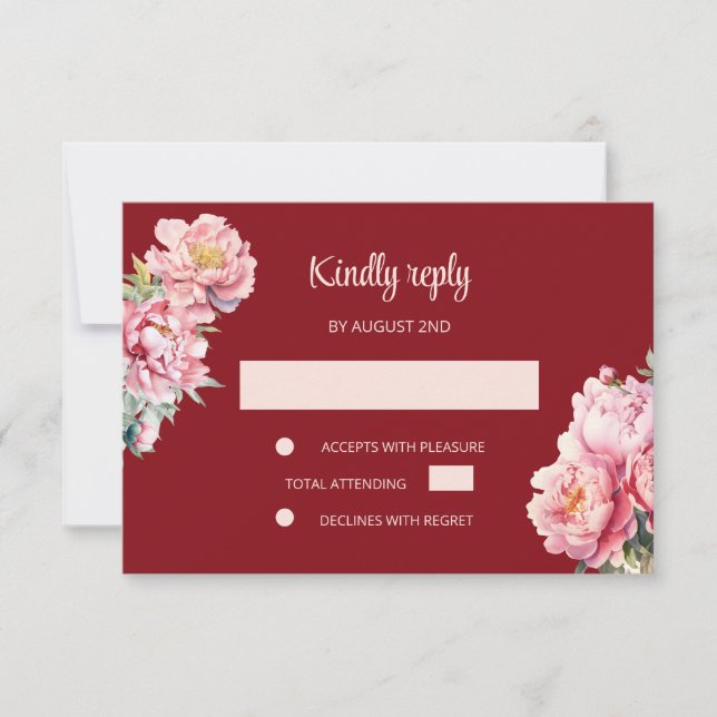 QR Code Peony Red RSVP Mariage chinois (Devant)
