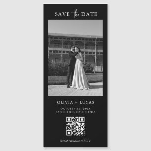 QR Code Photo Black Magnetic Wedding Enregistrer L