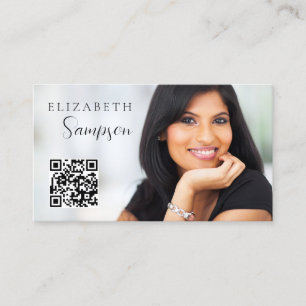 QR Code Photo Carte de visite noir blanc moderne