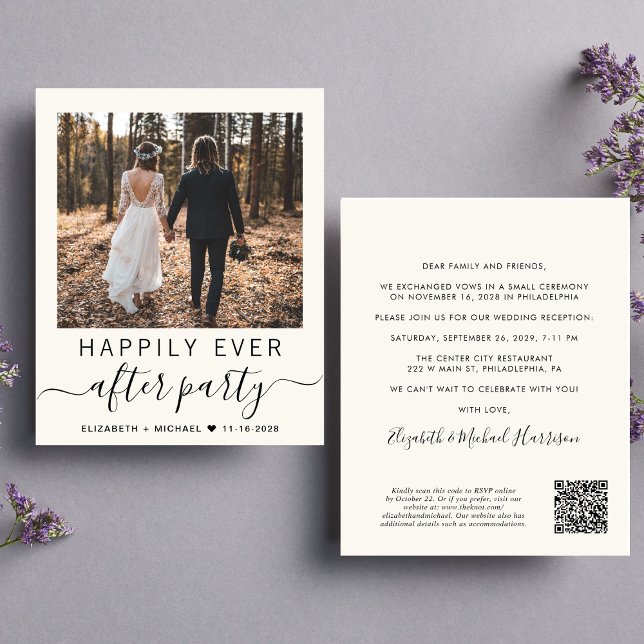 QR Code Photo Cream Mariage Réception Invitation (Upload you photo and input your wedding website address to create a QR code)