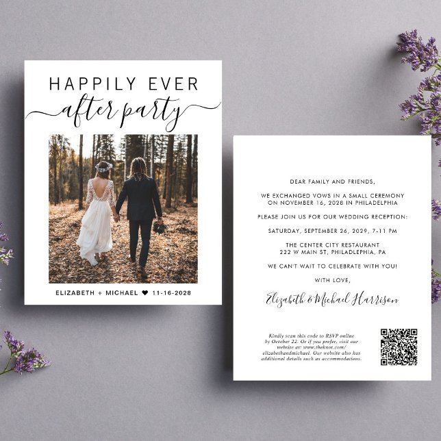 QR Code Photo Mariage Réception Invitation (Upload you photo and input your wedding website address to create a QR code)