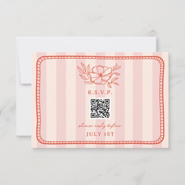 QR Code Pink Strike Floral Mariage QR RSVP (Devant)