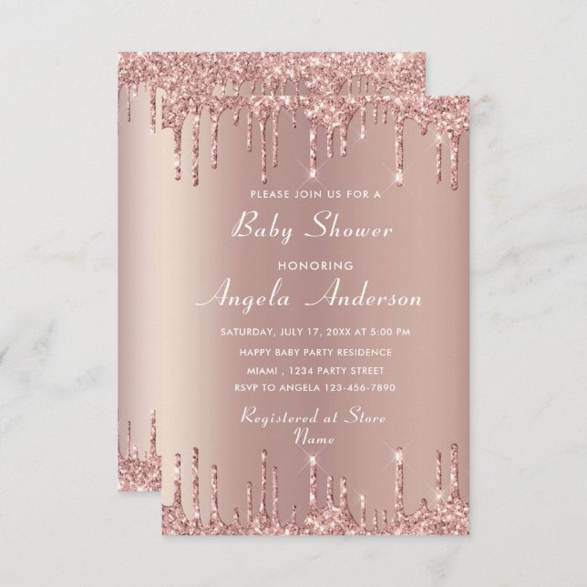 QR Code Rose Gold Baby Boy Shower Invitation (Devant / Derrière)