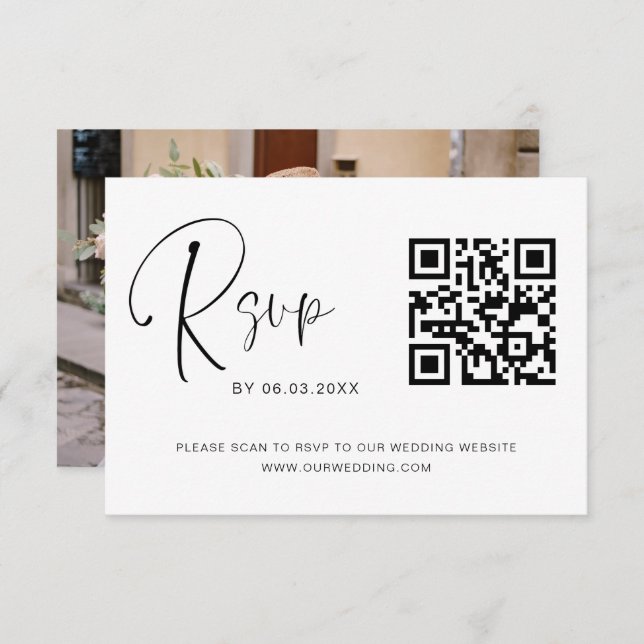 QR Code RSVP Mariage Site Web Photo Elegant (Devant / Derrière)