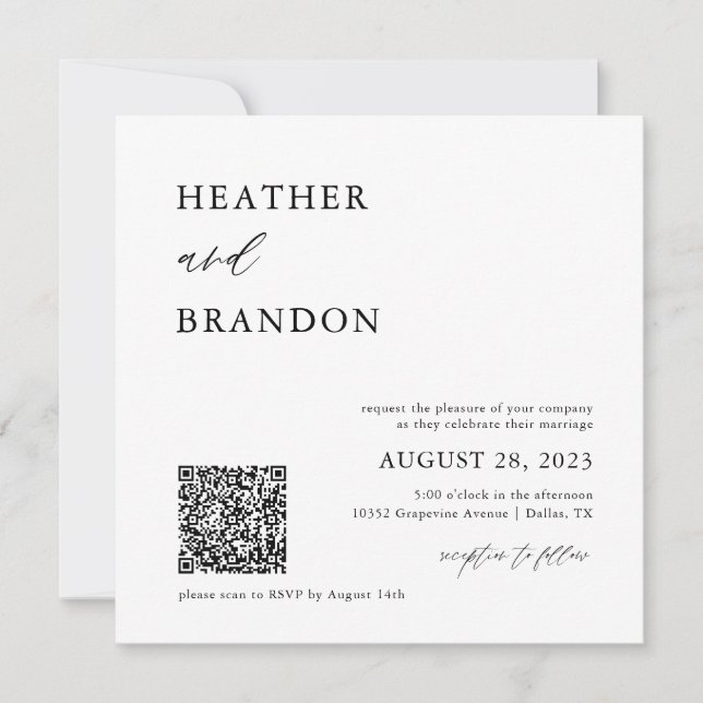 QR Code Rustic Mariage Carré Invitation (Devant)