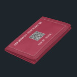 QR Code Scan Info Portefeuille de texte personnali<br><div class="desc">Couleurs et polices personnalisées - Portes-valets personnalisées avec votre QR Code Scan Info et texte personnalisé Promotionnel Business ou Modern Funny Wallet Cadeau - Ajouter votre QR Code / Image ou Photo - Logo et Texte - Nom / Information / More - Redimensionner et déplacer des éléments avec l'outil de...</div>