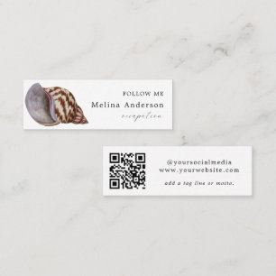 QR Code Seashell Social Media Mini Carte de visite