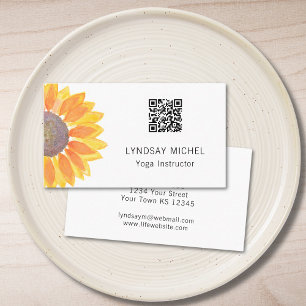 QR Code Sunflower Yoga Instructeur Carte de visite
