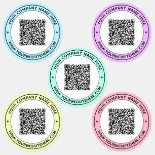 QR Code Texte et Couleurs Étiquettes Société promo