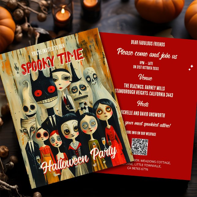 QR Code Vintage Halloween Invitation Éffrayante (Créateur téléchargé)