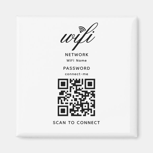QR Code Wifi Mot de passe Internet White Magnet (Devant)