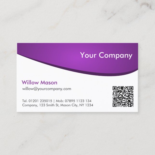 QR violet et blanc, Carte de visite professionnel (Devant)