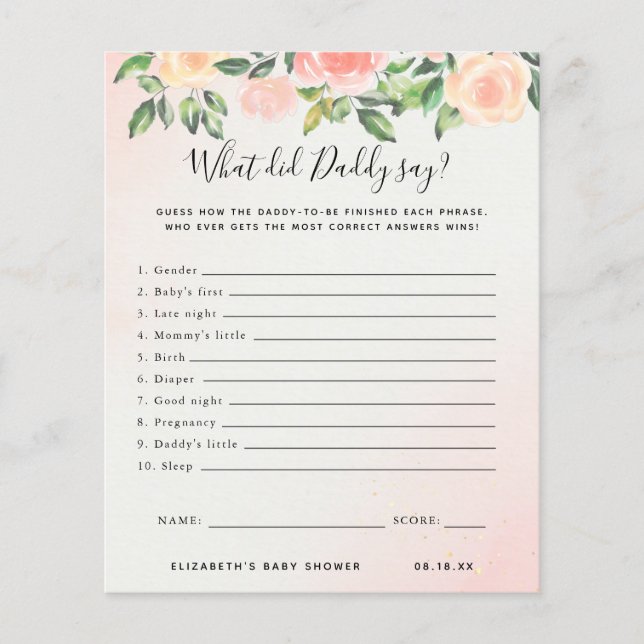 Qu'a dit papa ? | Jeu Baby shower (Devant)