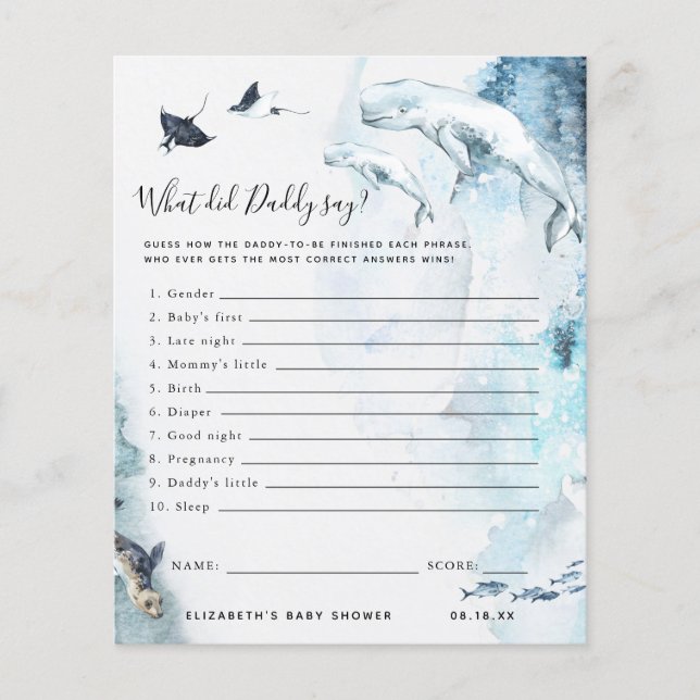 Qu'a dit papa ? | Jeu Baby shower (Devant)