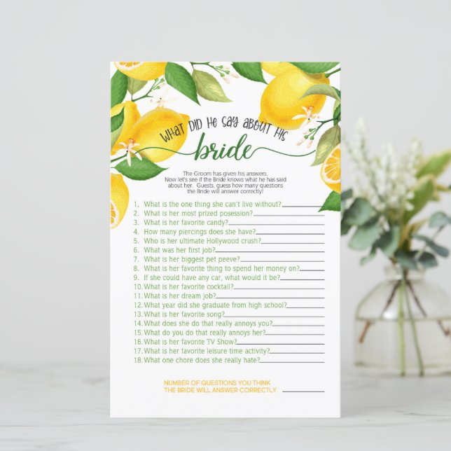 Qu'A-T-Il Dit De Son Jeu De Mariée - Lemon (Debout devant)