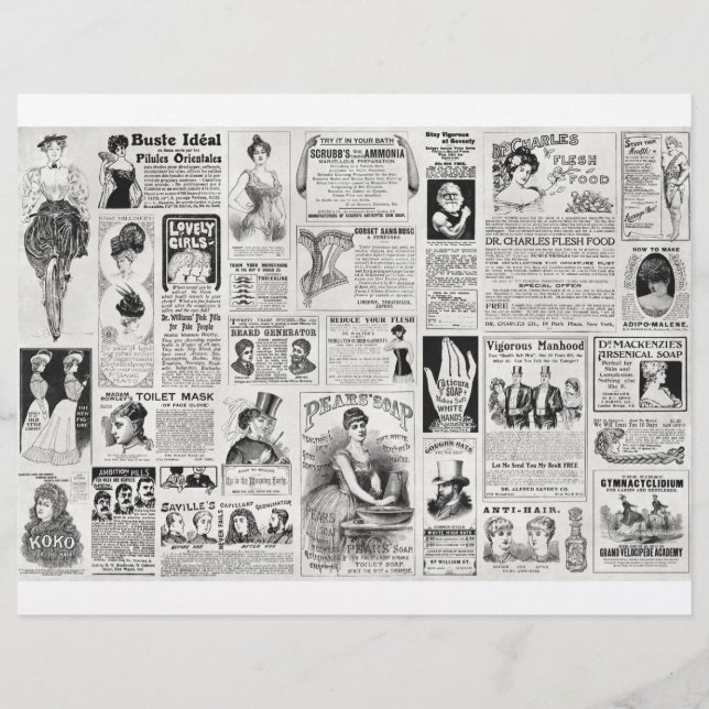 Quack Medicine Ads Victorian Arrière - plan Paper (Devant)