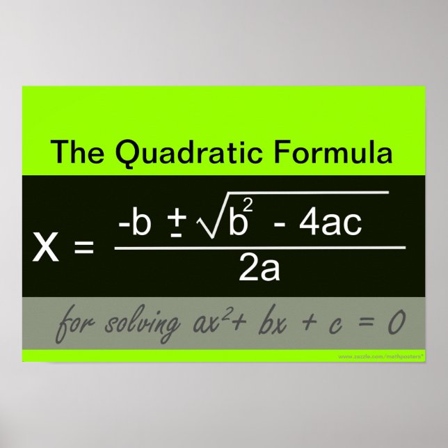 Quadratic Formula Math Poster (Devant)