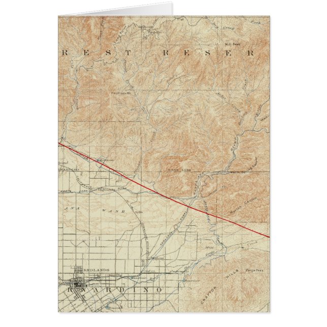 quadrilatère Redlands montrant San Andreas Rift (Devant)