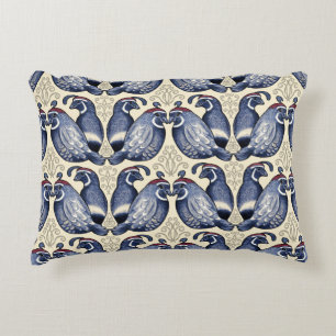 Quail Bird Navy et Cream Accent Coussin