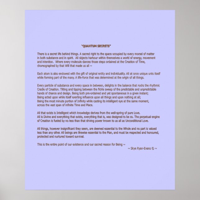 "QUANTUM SECRETS" © Prose Print or Poster (Devant)