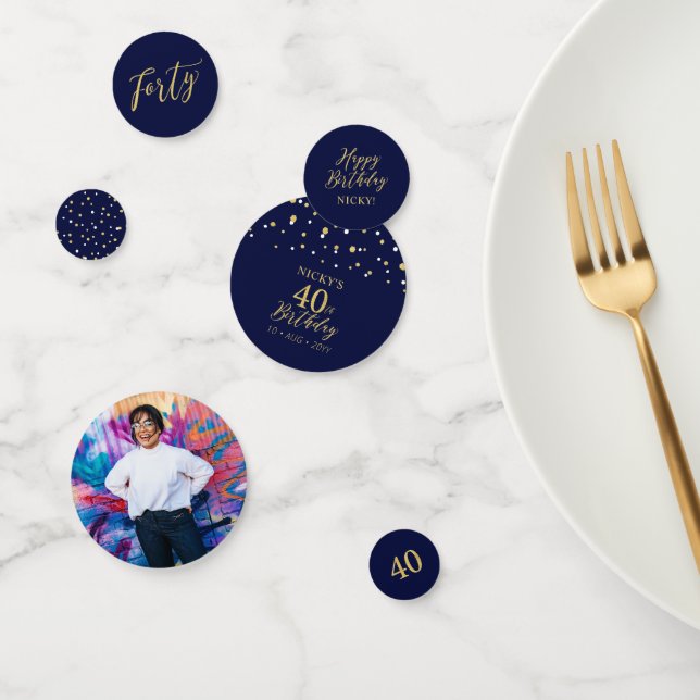 Quarante | Gold & Navy Confetti 40e anniversaire f (Groupe)