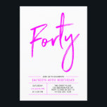 Quarante | Hot Pink 40th Birthday Party Invitation<br><div class="desc">Célébrez votre journée spéciale avec cette simple et élégante invitation à la fête du 40e anniversaire. Ce design comprend un script de brosse chic "Quarante" avec une disposition propre en noir et rose chaud combo couleur. D'autres designs sont disponibles dans ma boutique BaraBomDesign.</div>