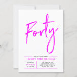 Quarante | Hot Pink 40th Birthday Party Invitation<br><div class="desc">Célébrez votre journée spéciale avec cette simple et élégante invitation à la fête du 40e anniversaire. Ce design comprend un script de brosse chic "Quarante" avec une disposition propre en noir et rose chaud combo couleur. D'autres designs sont disponibles dans ma boutique BaraBomDesign.</div>