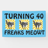 quarantième BANNIÈRE DRÔLE de CAT d'ANNIVERSAIRE