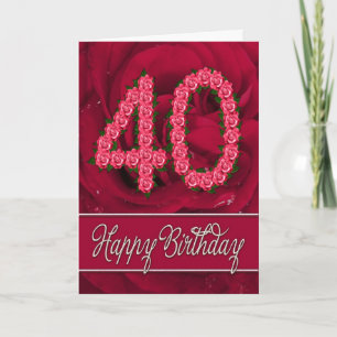 quarantième carte d'anniversaire avec les roses et