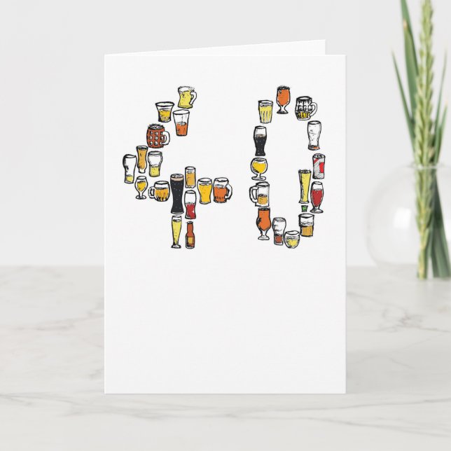 quarantième carte d'anniversaire, carte de bière (Devant)