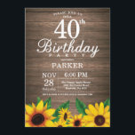 Quarantième invitation d'anniversaire de tournesol<br><div class="desc">Quarantième invitation d'anniversaire de tournesol rustique. Fleurs florales et arrière - plan en bois rustique. Cru de pays rétro. Anniversaire de femmes. 12ème 13ème 15ème 16ème 18ème 20ème 21ème 30ème quarantième cinquantième soixantième soixante-dixième quatre-vingtième quatre-vingt-dixième 100th, tous âges. Digitals imprimables. Pour davantage de personnalisation, cliquez sur svp la "personnaliser il"...</div>