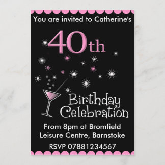 quarantième Invitation de fête d'anniversaire -