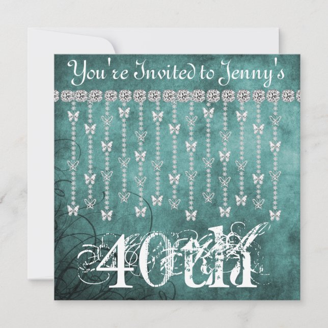 quarantième Invitation du papillon BLING (Devant)