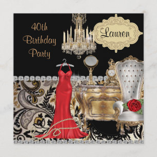quarantième Invitation VINTAGE de l'ANNIVERSAIRE